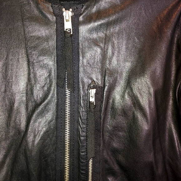 All Saints Kino Black Leather Bomber Punk Racer Rare - Picture 4 of 16